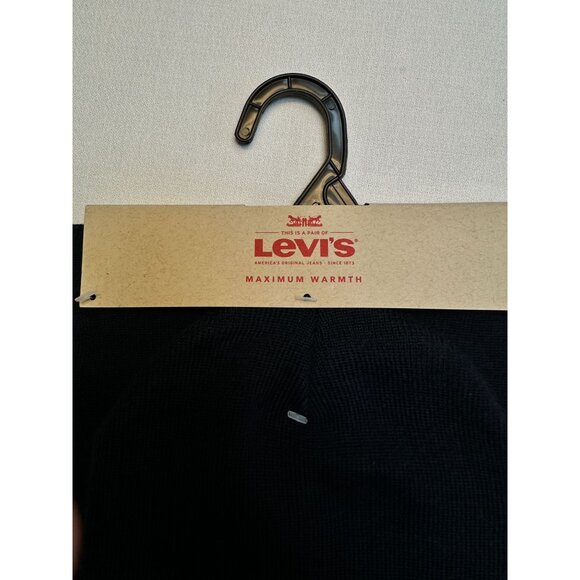 Levis Beanie & Scarf Set - Maximum Warmth - Red/Navy/Gray Stripes Knit Classic - Picture 2 of 6